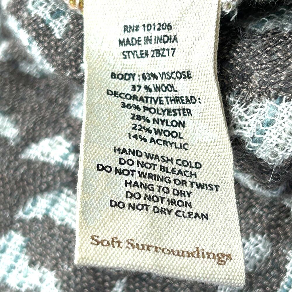 Soft Surroundings Womens S/M Pasha Pumpkin Wool Leopard Cardigan Fringe Boho - Picture 13 of 13
